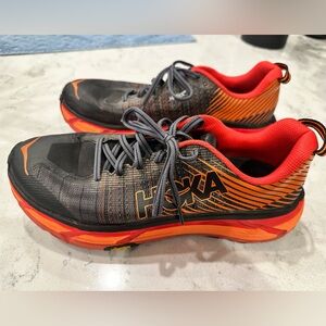 Hoka Vibrant Black and Orange-red Athletic Shoes